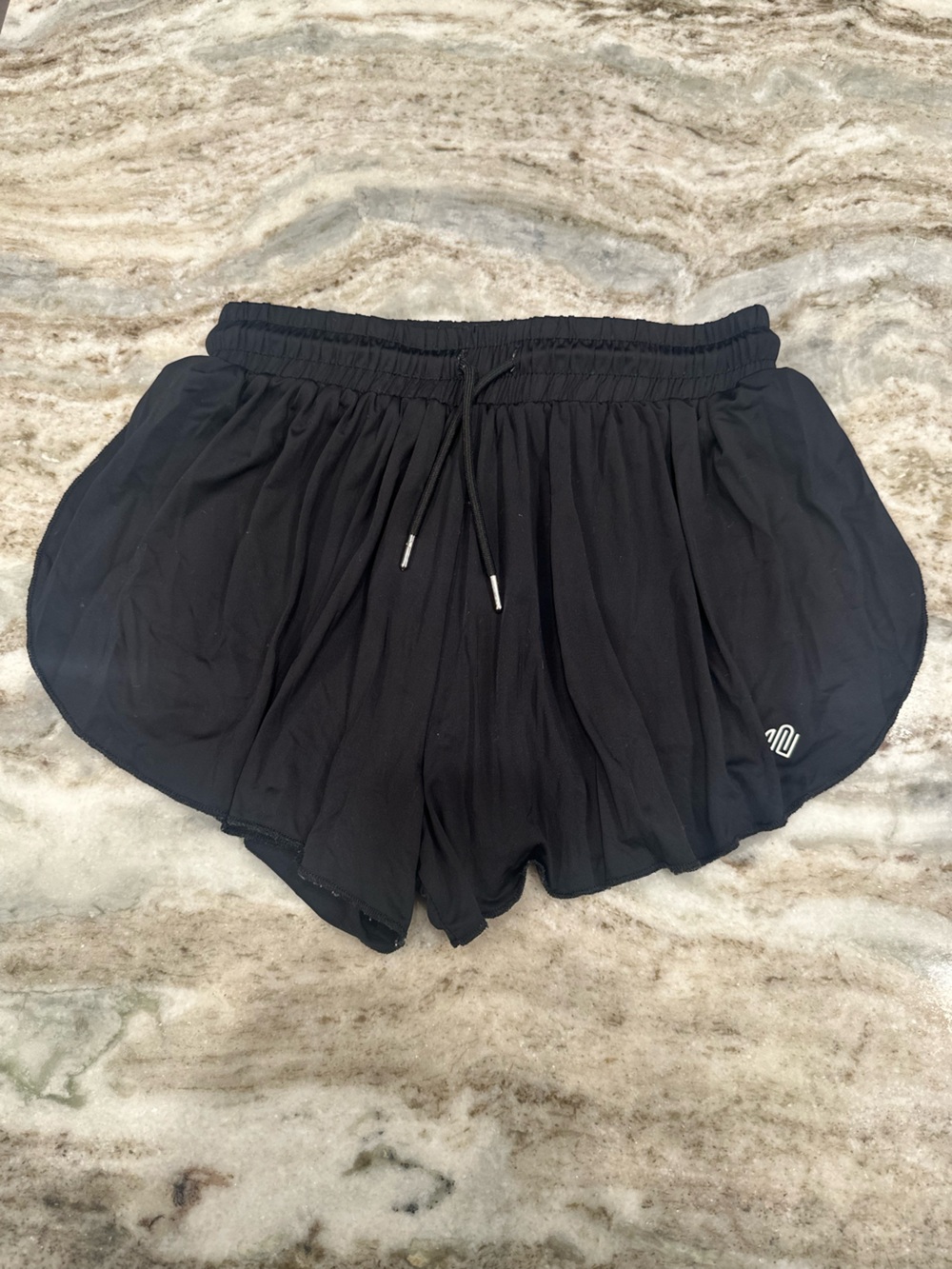 Justice Black Girls' Ruffled Athletic Shorts with Drawstring